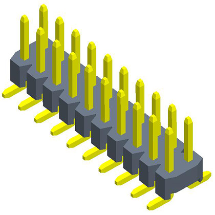 2.54mmPin Header  Dual Row SMT（with post/cap）
